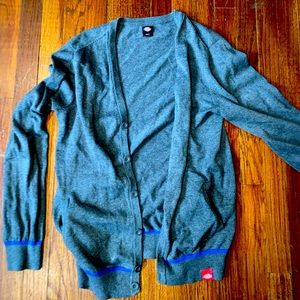 Dickies Grey Blue Sweater U.S.A Made Large Cardigan Long Sleeve